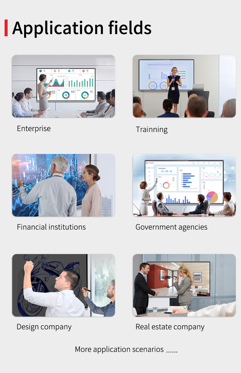 Wall Mounted Touch Screen Whiteboard 65'' 4K Digital Display Precise Writting