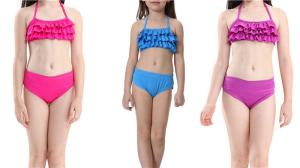 Quality Swimmable Little Girl Mermaid Bathing Suit Sea - Maid Ruffles For Pool / Beach wholesale