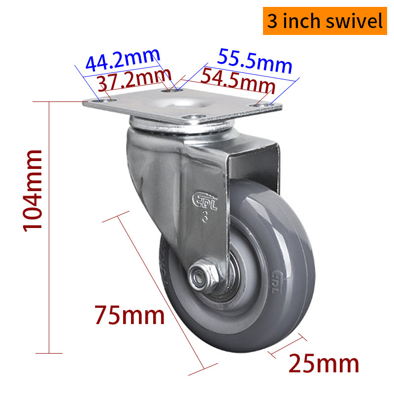 80kg load Light Duty Casters Zinc Coating 3 Inch Swivel Casters 363P-76