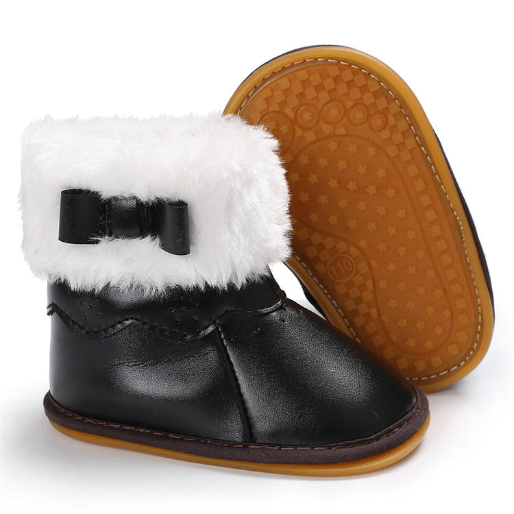 New arrived PU Leather upper Warm plush 0-2 years prewalker crib shoes baby booties