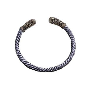 Quality Two Tone Golden Sterling Silver Cable Retro Bangel Bracelet (XH047649W) wholesale