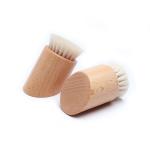 Wooden Handle Facial Cleaning Brush Makeup Remover Brush With Super Soft Goat