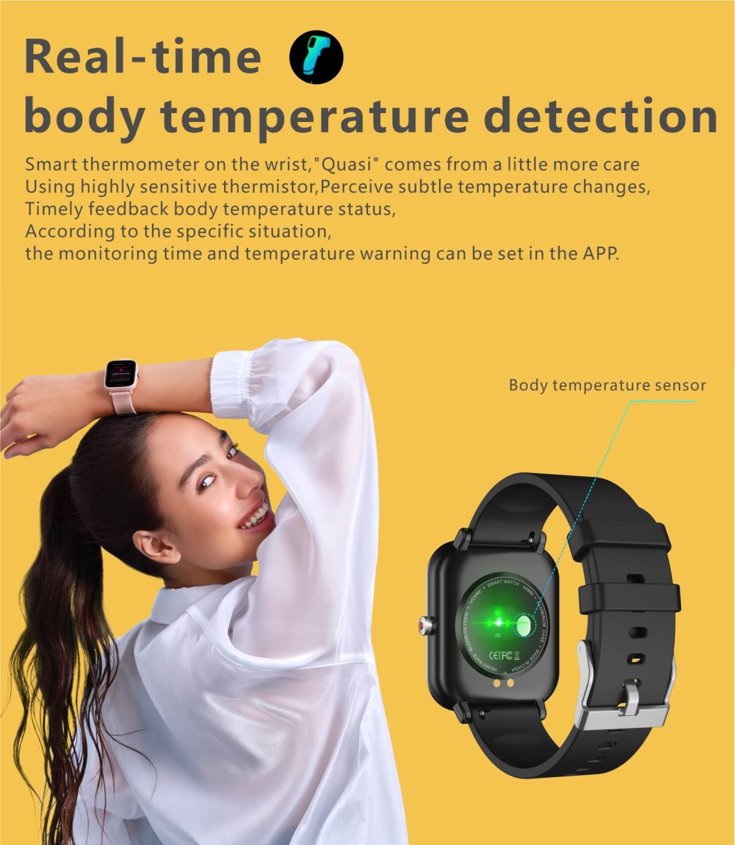 1.7 Inch TFT High-Definition 240*280pixel Full Screen Touch Temperature Monitoring Music Control Multiple Dials Q9PRO Smart Watch