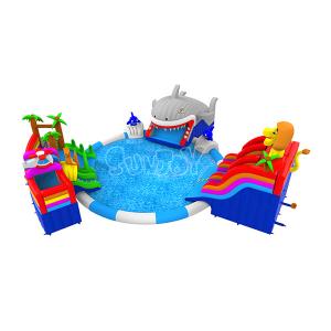 Quality Commercial 20.8*21.6m Triple Slide Inflatable Water Park wholesale