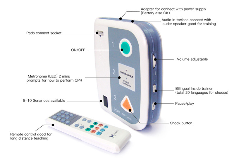 Portable AED Trainer 16 Languages Available With Five Pairs Of Pads