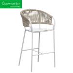 Outdoor Garden Aluminum Frame Rattan Bar Stool Chair for Hotel Courtyard Patio
