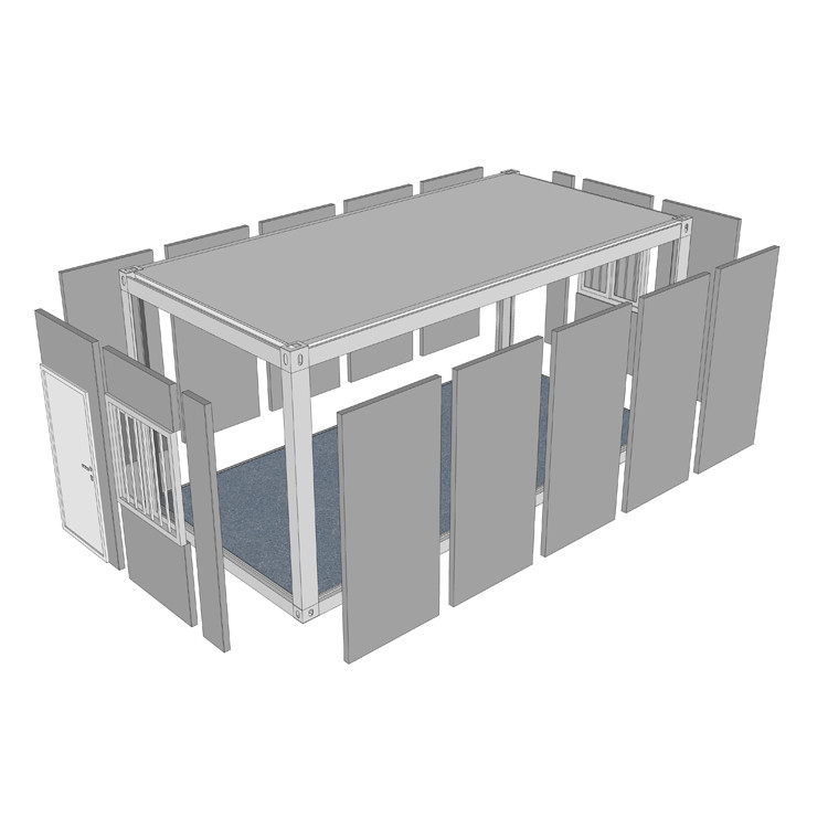 Triplex 40ft Shipping Container House , Modular Office Container House