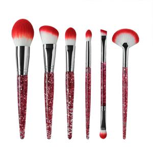 Quality Plastic Handle Vegan Powder Fan Brush , Transparent Glitter Luxury Makeup Brush Kits wholesale