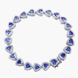 Quality Fashion Jewelry 925 Sterling Silver Trillion Cut Tanzanite Tennis Bracelet wholesale