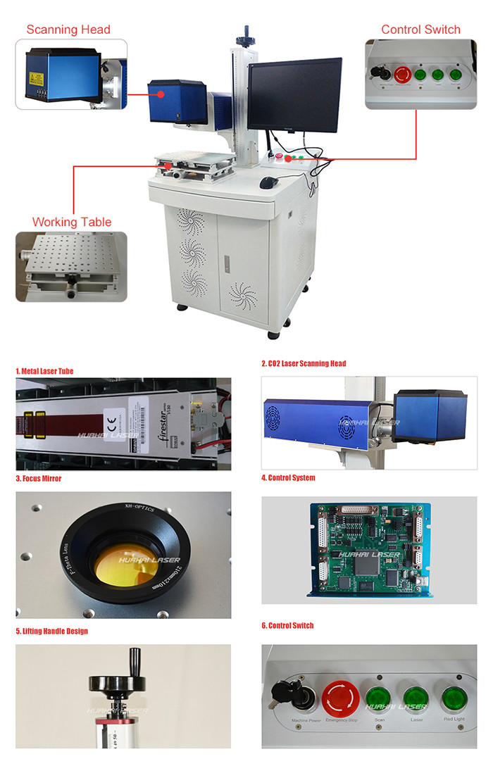 30 Watt CO2 Laser Marking Machine For Egg Wood PET Bottle Leather Printing