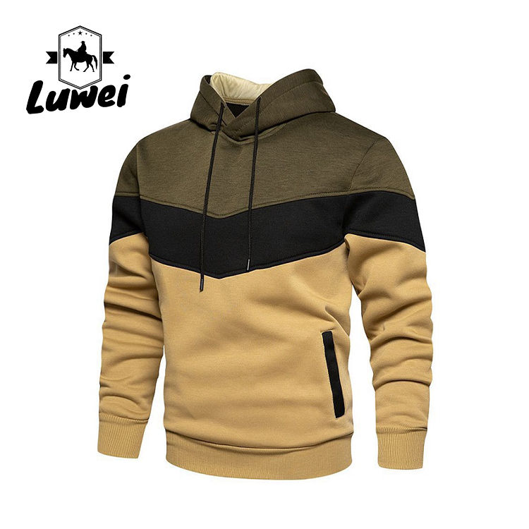 Men's Stitching Cutting Sport Gym Felpa Contrast Color Felpe Con Cappuccio Sweatshirt Hoodies With Pocket