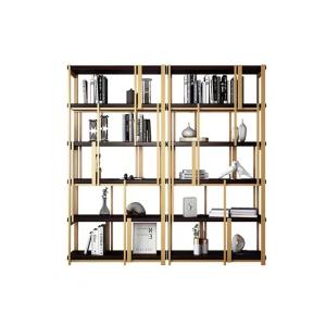 China Custom Modern Stainless Steel Hotel Furniture Bookshelf Display Cabinet Gold on sale