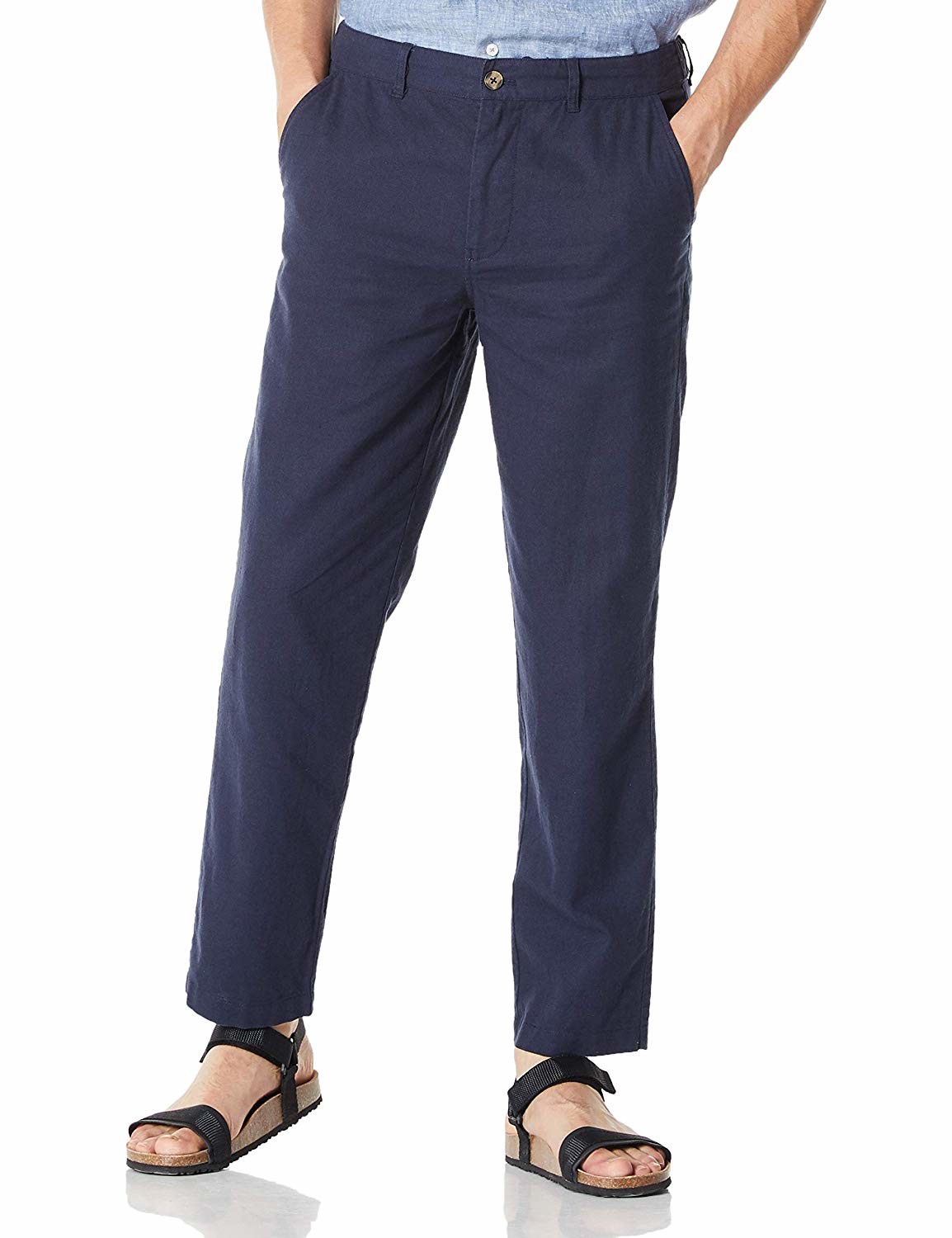 48% Cotton Mens Casual Linen Pants Breathable with Drawstring