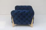 245cm Length Navy Blue 3 Seater Velvet Chesterfield Sofa For Villa