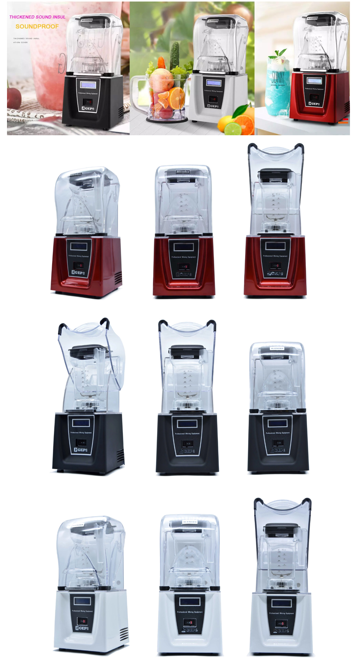 Low-Noise 1800W Heavy Duty Blender with 8 Speed Settings and Electric Power Source