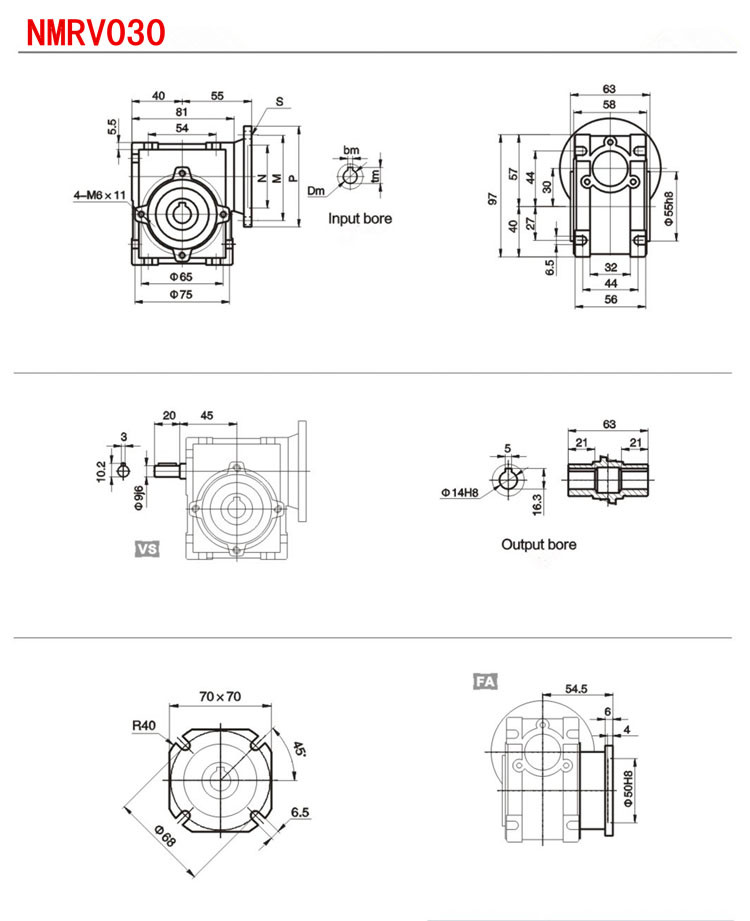 Axial Entry NRV30 Worm Gear Reduction Gearbox Aluminium Alloy Compact Structure