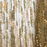 Nylon Material Gold 3D Flower Lace Fabric 135Cm Width