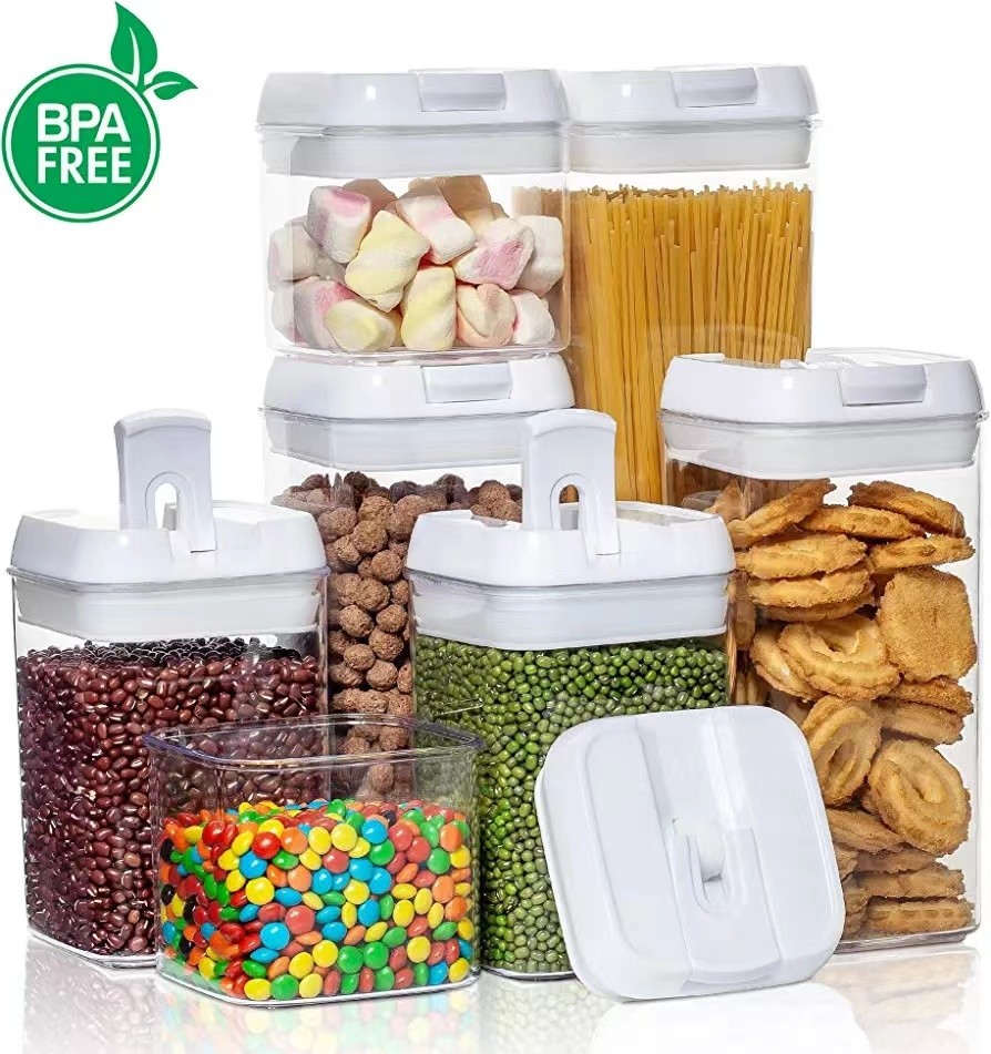7 Pieces BPA Free Airtight Food Storage Containers Plastic Cereal Containers with Easy Lock Lids