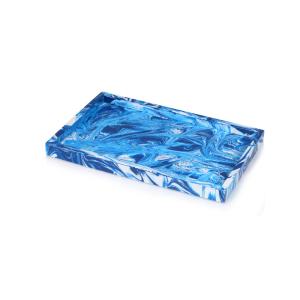Quality hotel resin products blue &amp; white rectangular flat resin tray for 5-star hotel wholesale