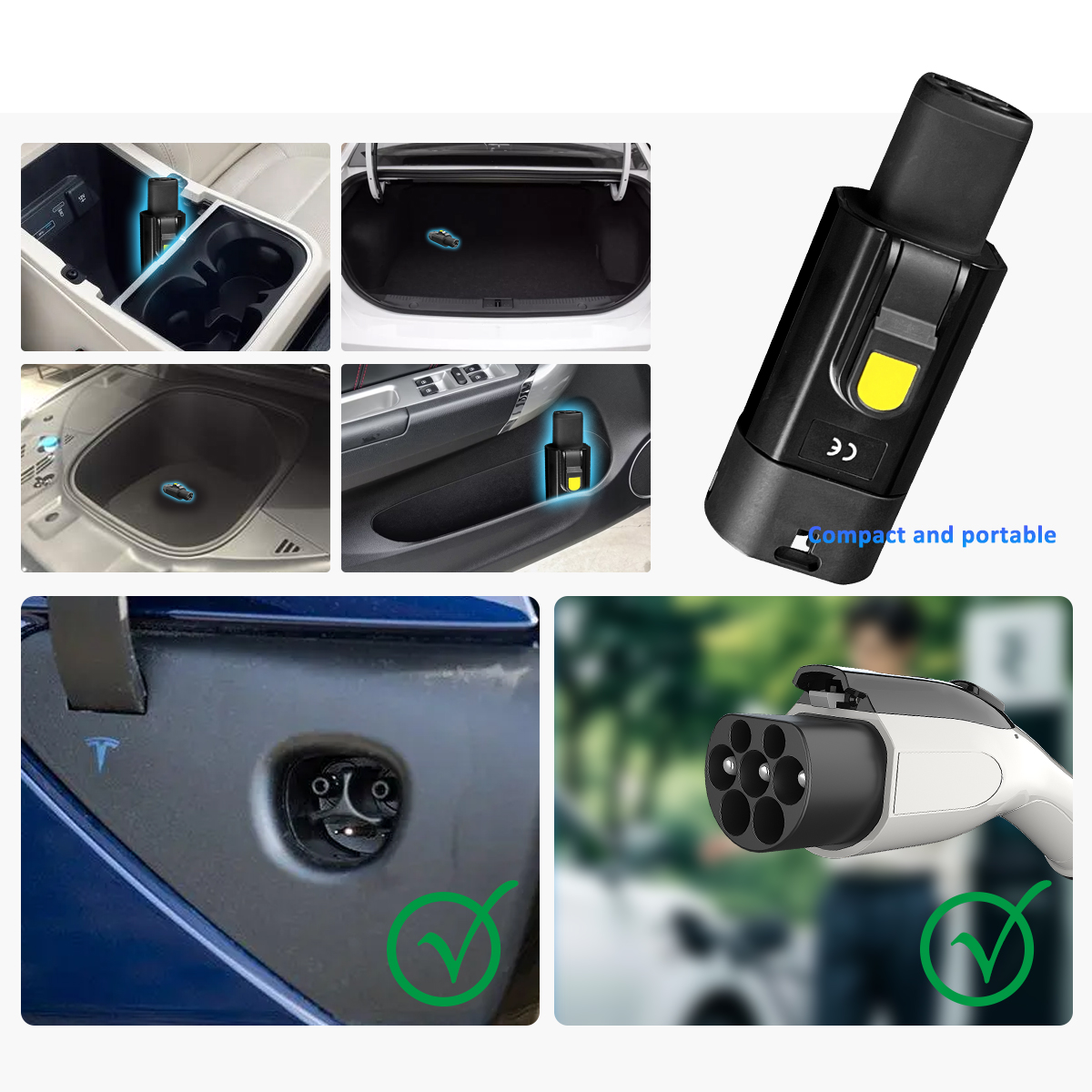 GBT to Tesla EV Charger Adapter 220v 7kw 32A for Charging of Black Tesla Vehicles