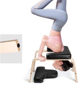 Quality 150kg Wood PU Yoga Stool Bench Headstand Promote Blood Circulation wholesale