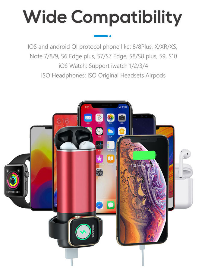 Qi Standard 5200mAH Wireless Charger Power Bank 3 In 1