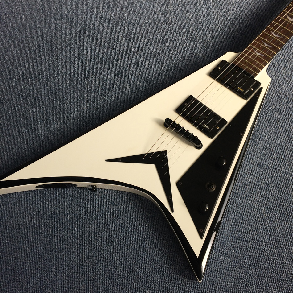 High-quality custom V style electric guitar rosewood fingerboard yellow circle black edge