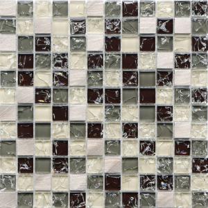 Quality Brown crack crystal glass mix metal mosaic tile for walls decoration 23mm tile wholesale