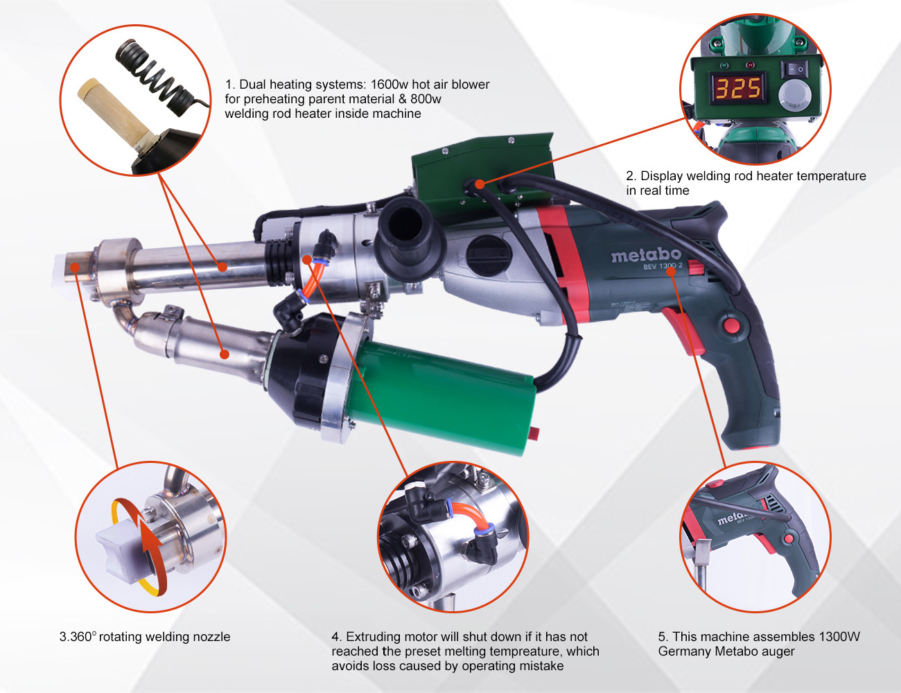 SWT - NS610C PP PE PVDF Material Extrusion Welding Machine Green Color