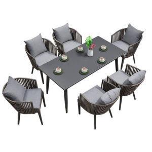 Quality Open Air Balcony Garden Furniture Set Unfolded Plastic Rattan Chair And Table wholesale