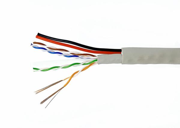 CAT6+2x0.5MM2 Pure Copper Siamese Camera Cable , Round Shape Outdoor Bulk CCTV
