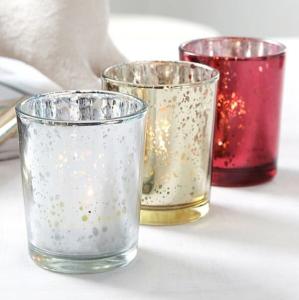 Quality Christmas Tea Light Mercury Glass Votive Candle Holders 82ml Customized Color wholesale