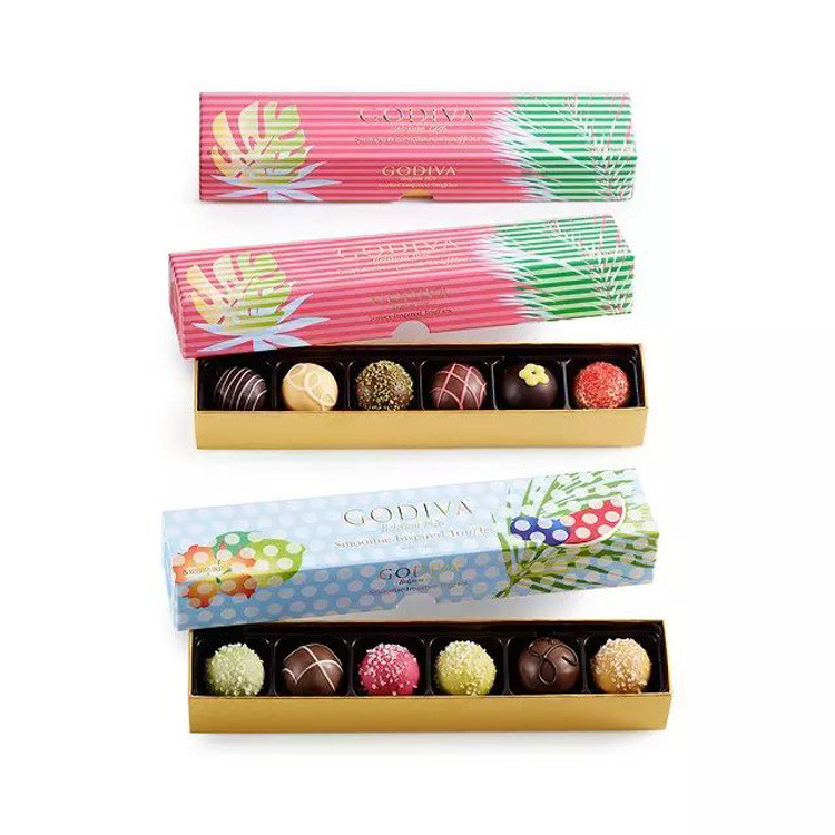 custom six pieces chocolate candy packaging box confection packaging gift box with foil stamping