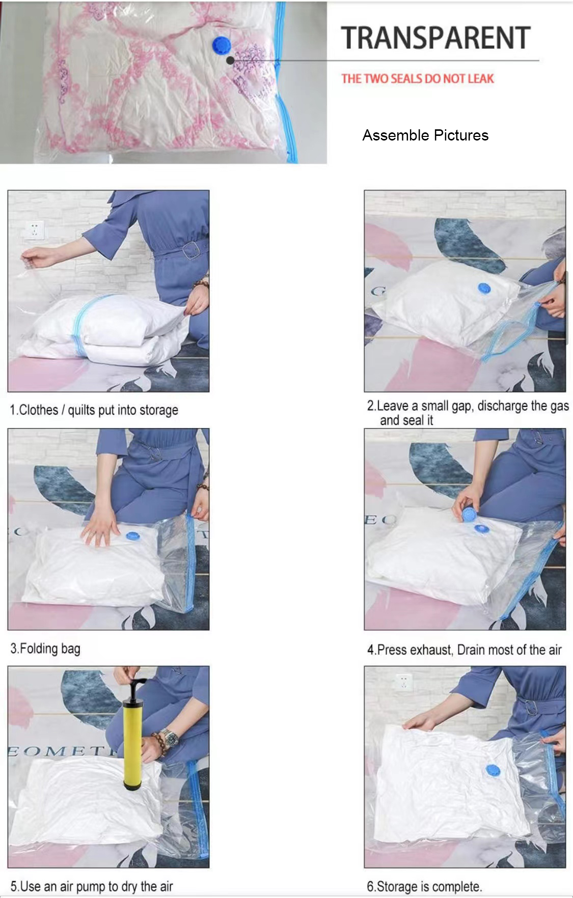 Clothing Packaging Bag Quilts And Clothes Air Suction Vacuum Compression Bag