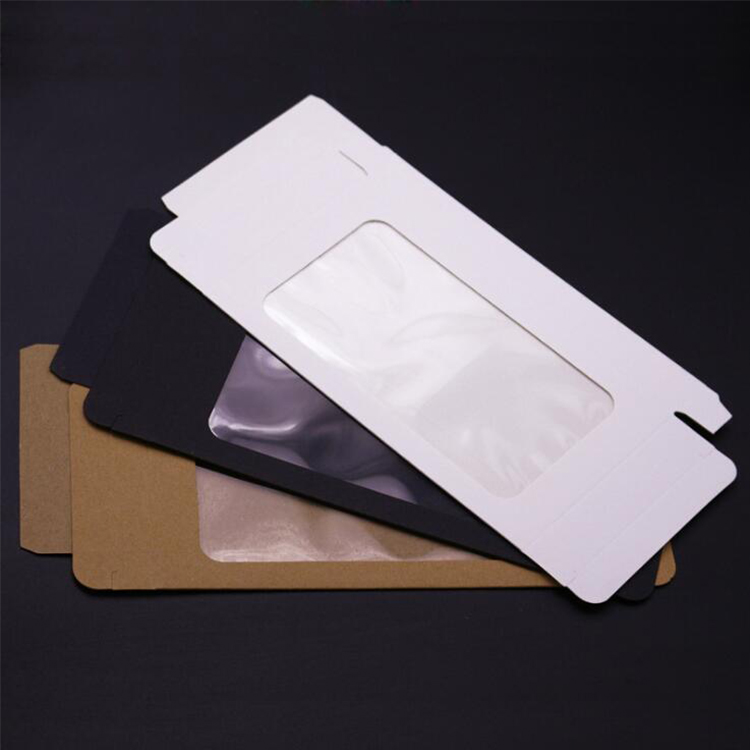 Kraft Paper Phone Case Window Box Packaging No Printing Gift with Clear Window