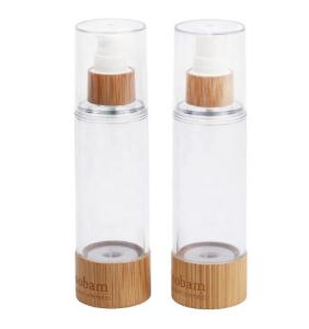 Quality Plastic Luxury Pump Bamboo Lotion Cosmetics Packaging Airless Bottle wholesale