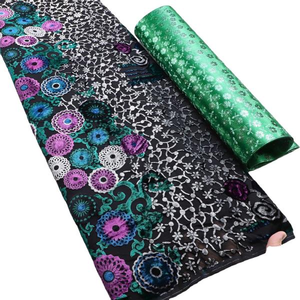 Office African Print Silk Viscose Velvet Fabric 140cm for Embroidered Office