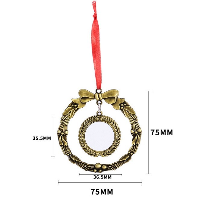 Round Sublimation Blank Wreath Metal Hanging Ornament Sublimation Christmas Decorations