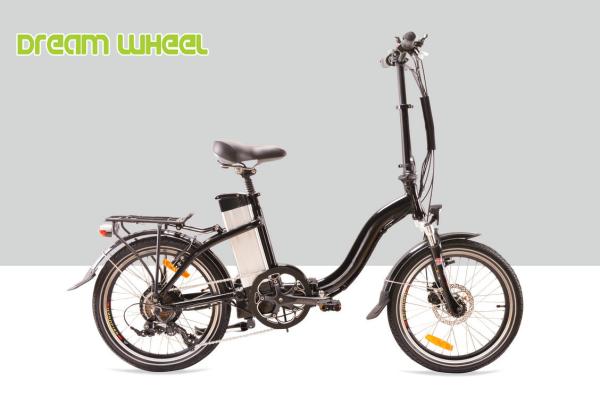 Black 10.4Ah 36V Electric Folding Bike , 20" Cruiser Folding Electric Bike With