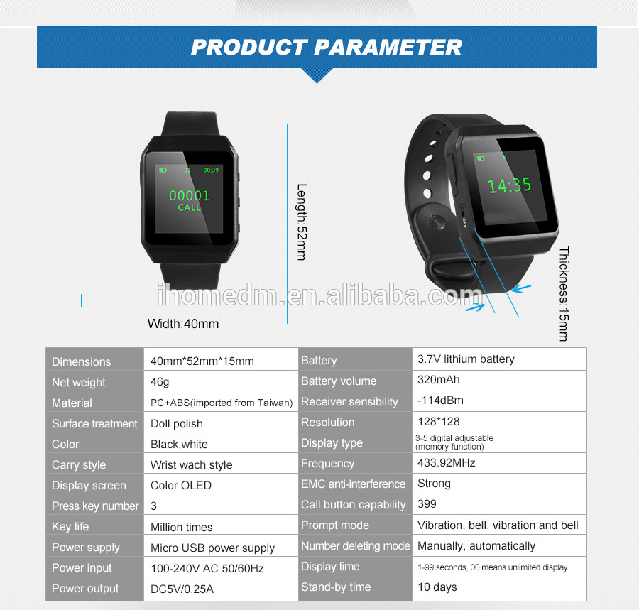 Fashionable direct charging portable wrist watch with super long standby time and colorful display