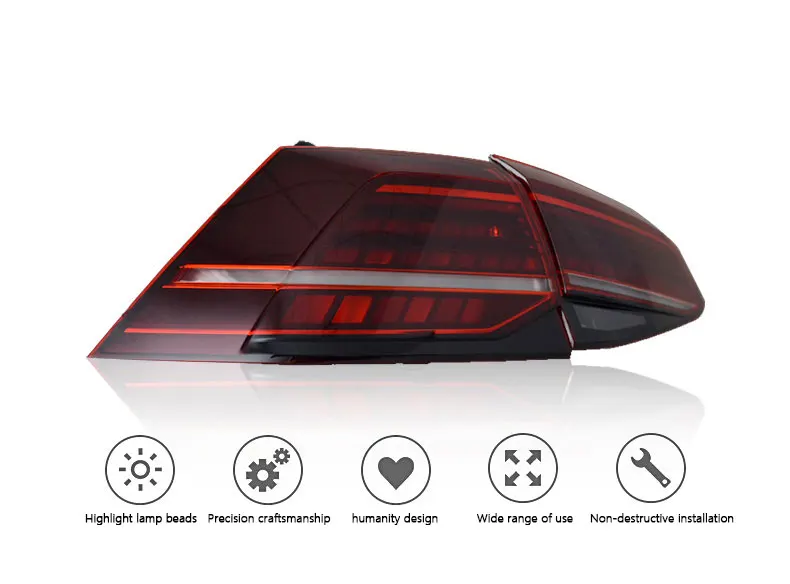 Taillight Assembly For Volkswagen Vw Golf 7 13-21 Retrofit 7.5 Generation Full Led Rear Tail Light Flow Steering Running