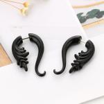 Punk Black Geometric Drop Earrings Exaggerated Plant Dangle Earrings for Women