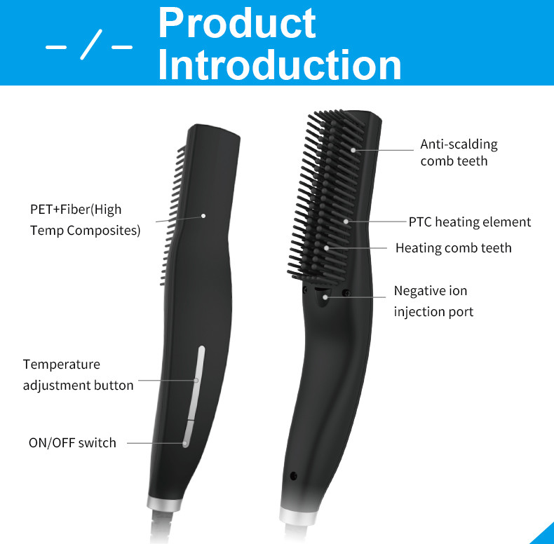 25w Mens Beard Straightener Brush With Carrying Bag