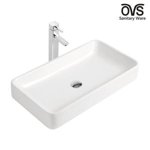 Quality White Counter Top Bathroom Sink 700mm 300mm Ceramic Rectangle Vessel Basin wholesale