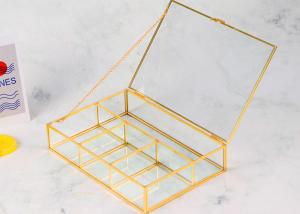 Quality Glass cosmetic storage box lid desktop jewelry accessories beads organizer lipstick compartments shelving tray box wholesale