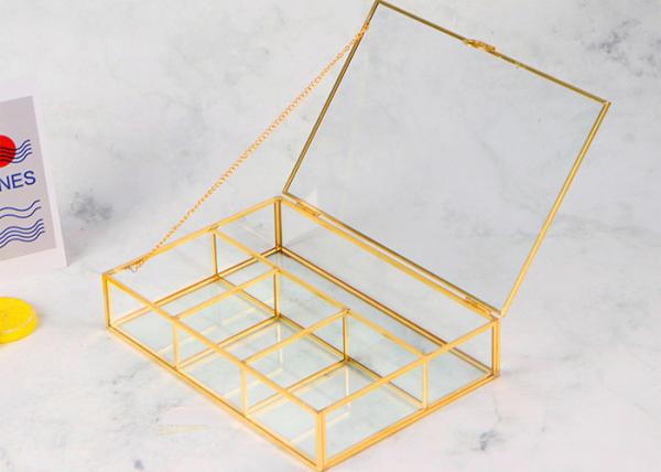 Glass cosmetic storage box lid desktop jewelry accessories beads organizer