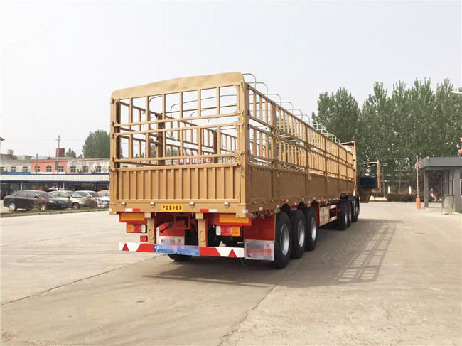Top - Class Steel Frames 3 Axles Side Wall Semi Trailer With Advanced LED Light