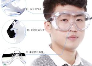 Quality Indoor / Outdoor Clear Disposable Protective Goggles For Work Fully Sealed Isolation wholesale
