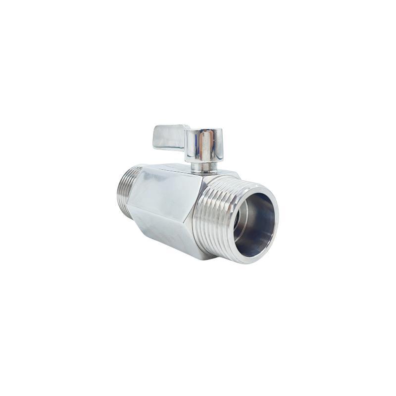 304 Material Double Male Thread Mini Ball Valve with Stainless Steel Handle
