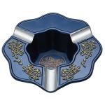 130*130MM Polished Nickel Plated And Die Casting Blue Color Portable Ashtray